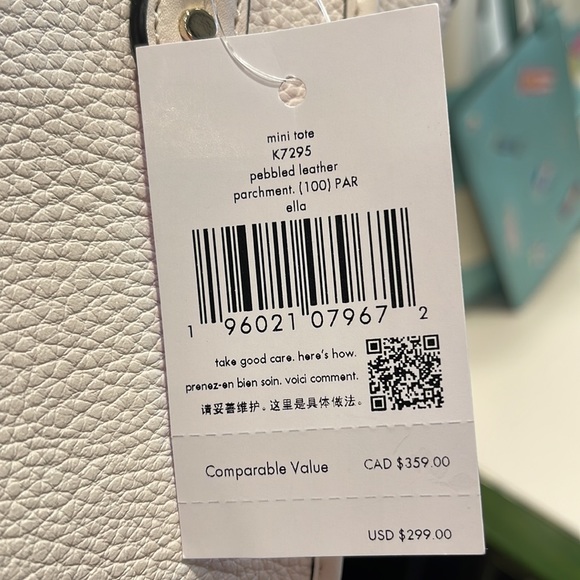 Kate Spade New York Ella Mini Tote Crossbody Pebbled Leather Parchment - Picture 7 of 16